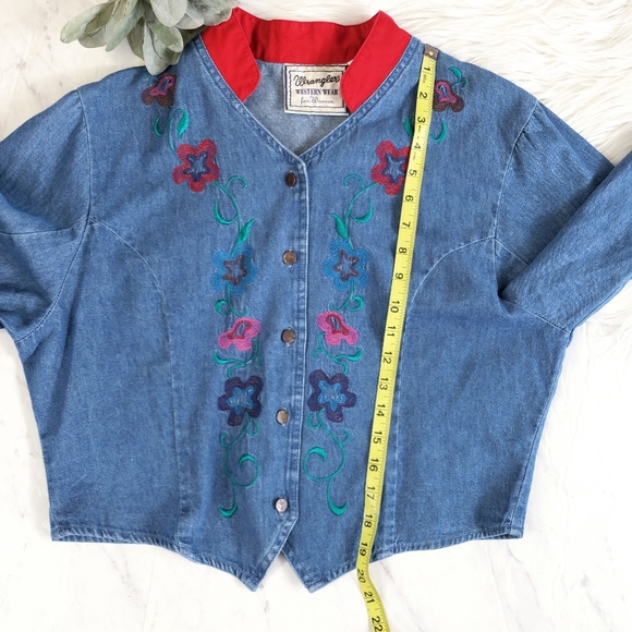 Vintage Wrangler Floral Embroidered Cropped Jacket - Picture 6 of 7